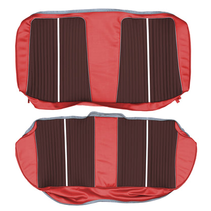 64 FURY WAGON REAR SEAT UPHOLSTERY - DARK RED/CRIMSON RED