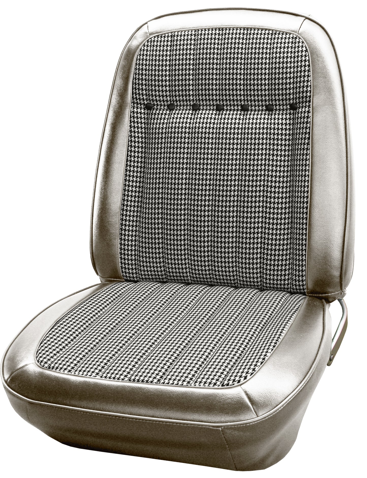 1969 CHEVROLET CAMARO "DELUXE" BUCKET SEAT CLOTH UPHOLSTERY - SRM BLACK/WHITE HOUNDSTOOTH/WHITE